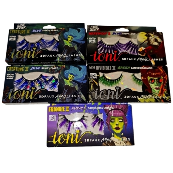 Ioni Cosmetics Other - 5 Pairs Of Halloween Lashes 3D FauxMink CLASSIC HORROR QUEENS